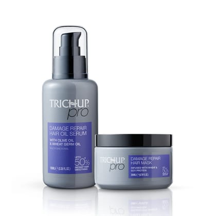 Trichup Pro Damage Repair & Instant Smoothing Combo (Set of 2)  Hair Oil Serum 100ml + Hair Mask 200ml, For Dry, Frizzy Hair & Split End Control
