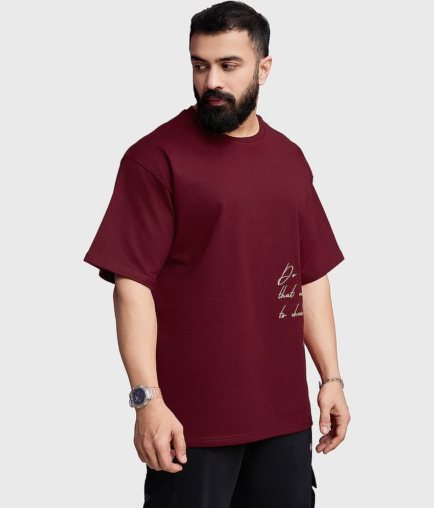 Fuaark Maroon Cotton Oversized Fit Men's Sports T-Shirt ( Pack of 1 )