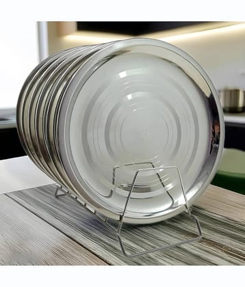 kitchrox 6 Pcs Stainless Steel Silver Full Plate