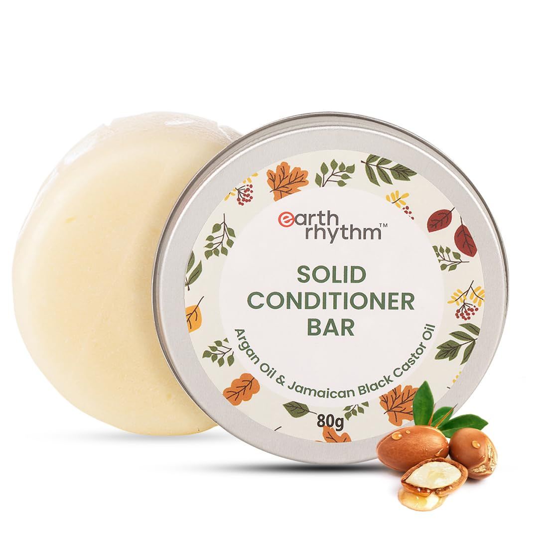 Earth Rhythm Solid Conditioner Bar Argan & Black Castor, Deep Conditioning + Frizz Control, No Parabens & Sulphates Earth Rhythm Solid Conditioner Bar Argan & Black Castor, Deep Conditioning + Frizz Control, No Parabens & Sulphates - Pale / 80 g (Pack of