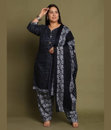 Rajnandini Cotton Blend Printed Kurti With Pants Women's Stitched Salwar Suit - Blue ( Pack of 1 )