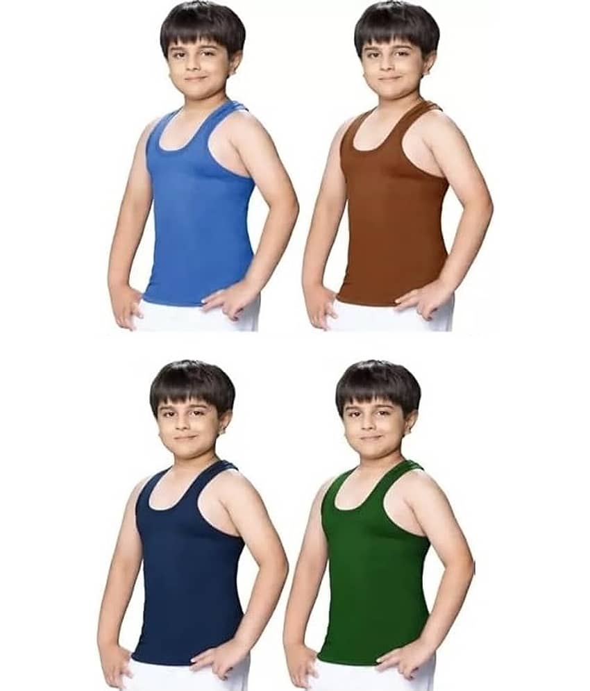 INNERO Pack of 10 Boys Cotton Vest ( Multicolor )