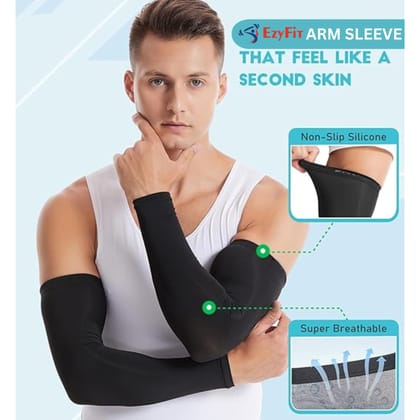 EZYFIT Imported Compression Arm Sleeves for Men & Women | UV Protection, Sweat-Wicking, Non-Slip Sports Sleeves for Gym, Running, Cycling & Outdoor Use EZYFIT Imported Compression Arm Sleeves for Men & Women | UV Protection, Sweat-Wicking, Non-Slip Sports Sleeves for Gym, Running, Cycling & Outdoor Use