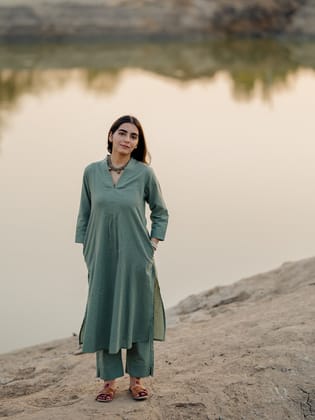 Sage green Kurta Set-L