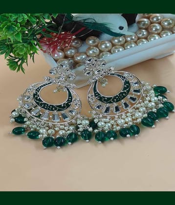 Jiyanshi fashion Green Chandbalis Earrings ( Pack of 1 )
