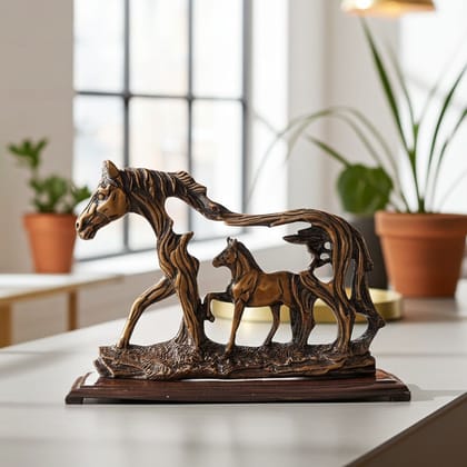 Premium Brass Horse Showpiece Statue For Home & Office Decoration, Height : 8 Inch (BSMAS1306 C)