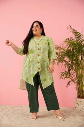 Blooming Harmony: Cotton Co-Ord Set in Green Blooming Harmony: Cotton Co-Ord Set in Green