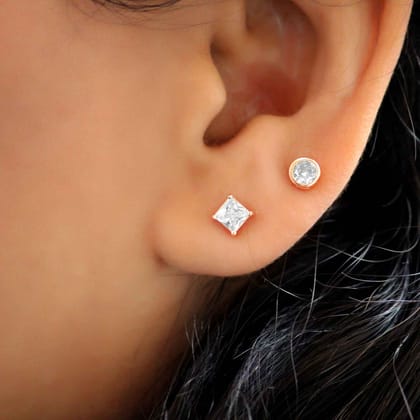 Glitzy Lady Rose-Gold Sterling Silver Studs for Women- Small