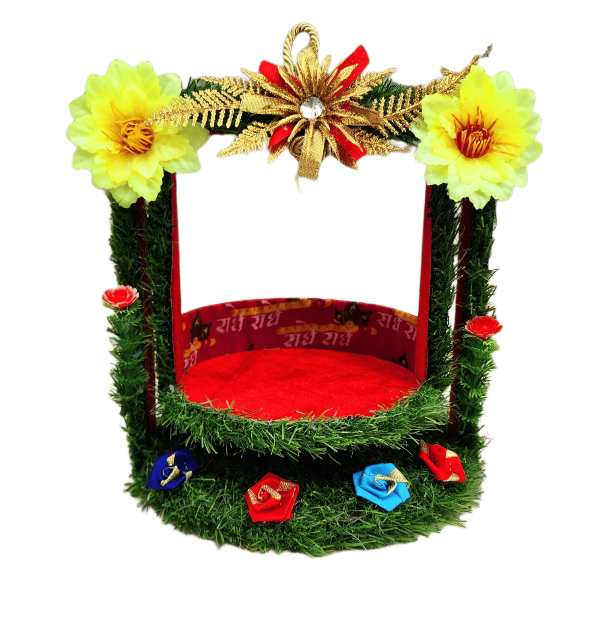 beautiful heavy wooden heavy designing jhula for laddu gopal ji (box packing)-0no.
