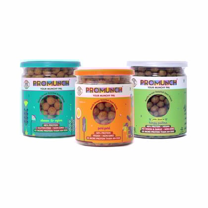 Variety Pack Protein Snacks (Cheese & Onion, Peri Peri, Tangy Pudina )-150gm x 3