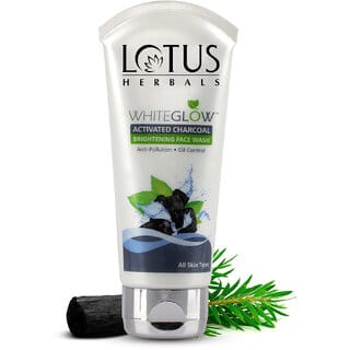 Lotus Herbals Whiteglow Activated Charcoal Face Wash  Anti Pollution  Oil Control  For All Skin Types  100g