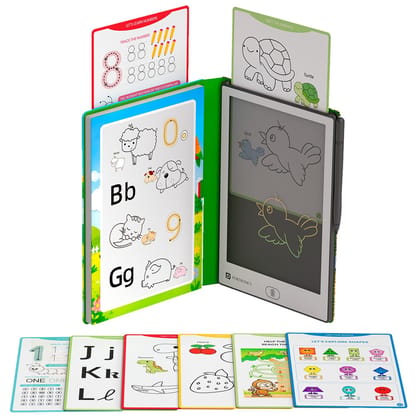 Portronics Draw Buddy LCD Writing Tablet with Cards, an interactive and reusable learning tool designed to make writing, drawing, and tracing fun and engaging for children - White Portronics Draw Buddy LCD Writing Tablet with Cards, an interactive and reusable learning tool designed to make writing, drawing, and tracing fun and engaging for children - White
