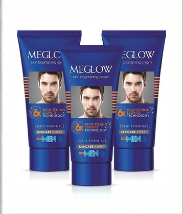 Meglow Skin Brightening Cream For Men Face Cream For Glowing Skin with Vitamin E 50g ( Pack of 3 )