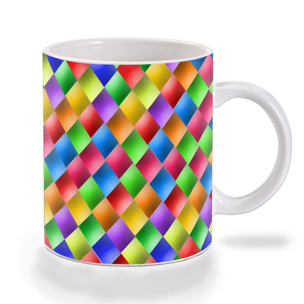 Multicolor Colorful Diamond Pattern Ceramic Mug
