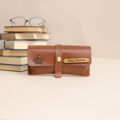 Personalized Tan Eyewear Case – Custom Goggle Case with Name Engraving