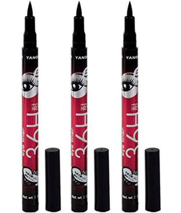INDICUL - Black Matte Eye Liner Pencil ( Pack of 3 )