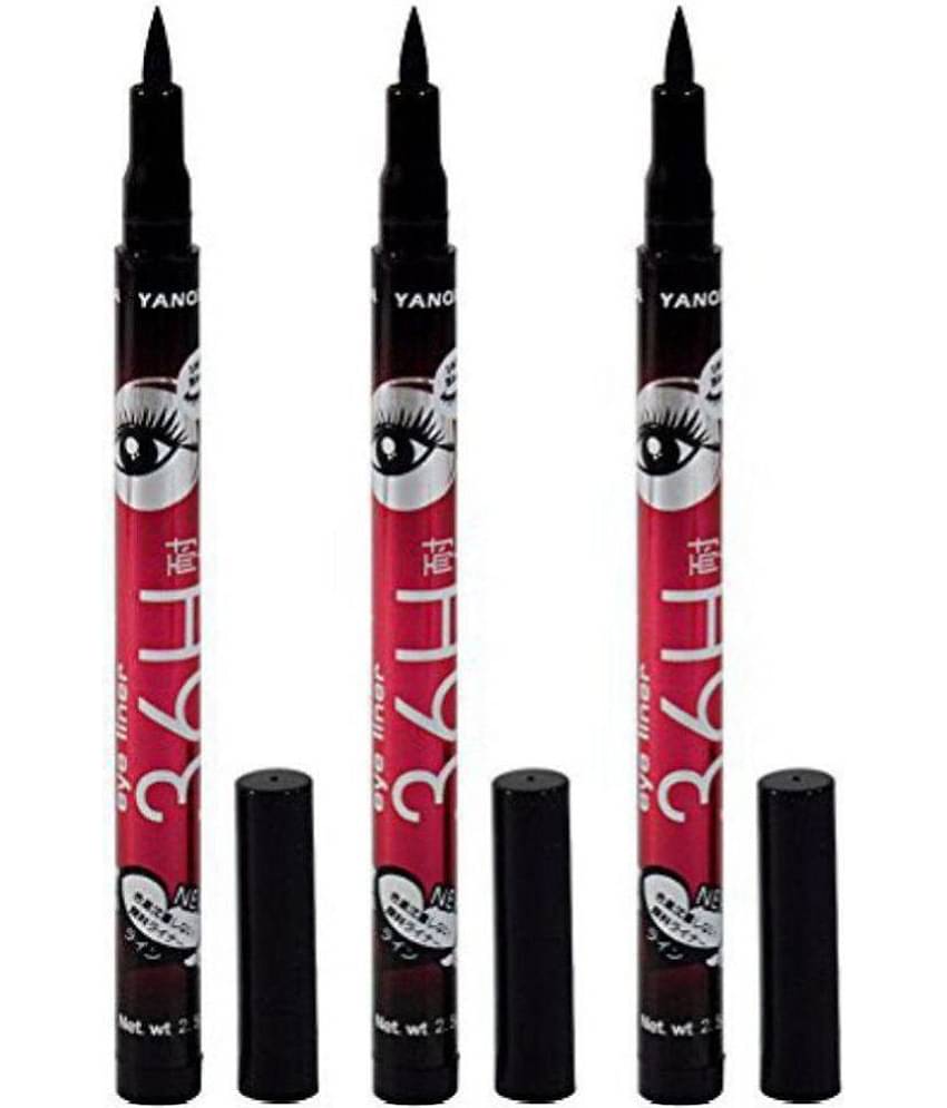 INDICUL - Black Matte Eye Liner Pencil ( Pack of 3 )