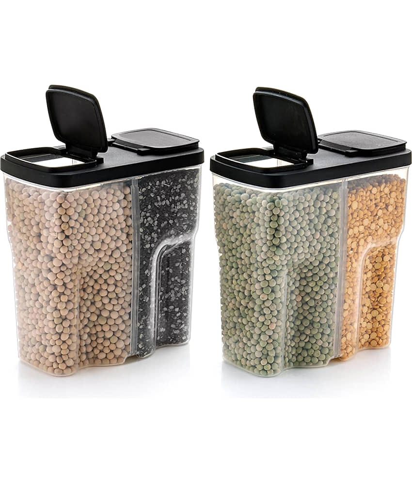 iview kitchenware Dal/Grocery/Masala Plastic Black Dal Container ( Set of 2 )