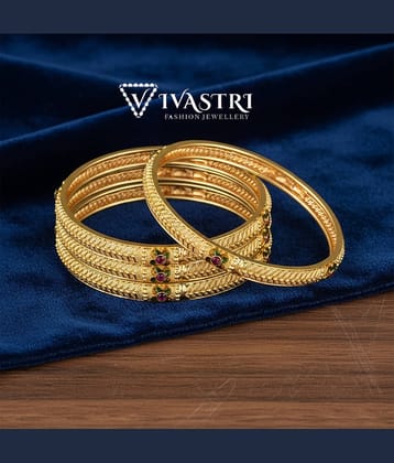 VIVASTRI Gold Bangle Set ( Pack of 4 )