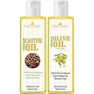 PARK DANIEL Premium Extra Light Olive Oil and Castor Oil Combo of 2 No.100 ml Bottles(200 ml) (200 ml)