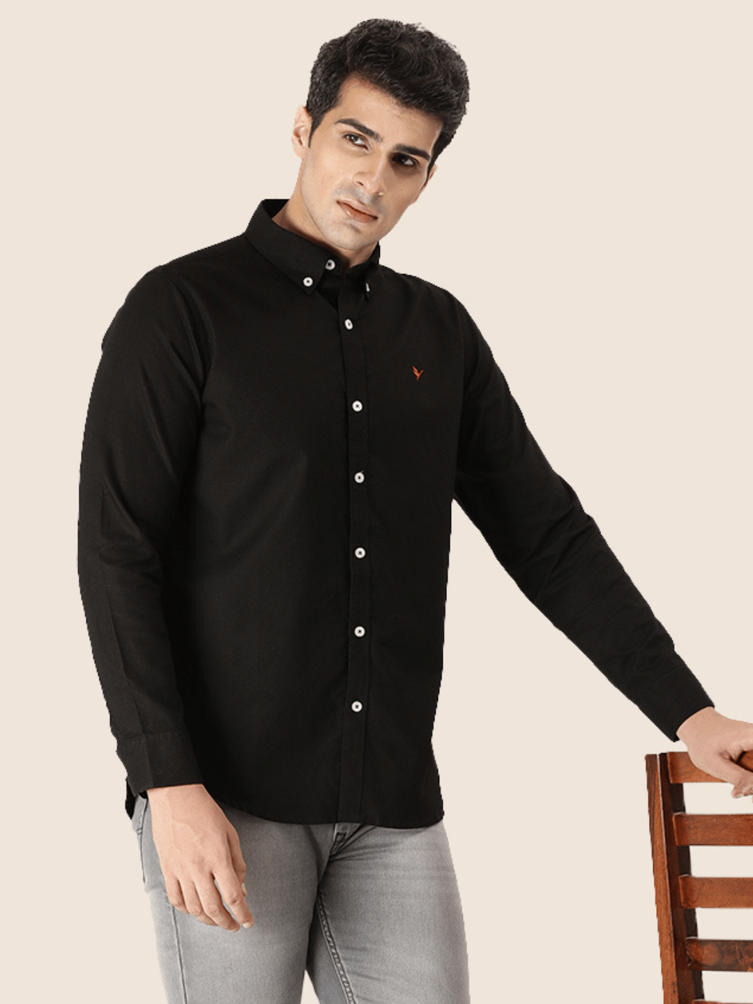 Men'S Premium Cotton Oxford Solid Shirt | Black Color-38