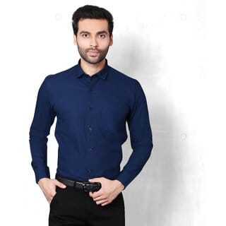 Baleshwar Men Navy Solid Formal Shirt (Pack of 2 )