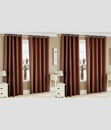 N2C Home Solid Semi-Transparent Eyelet Curtain 7 ft ( Pack of 4 ) - Brown