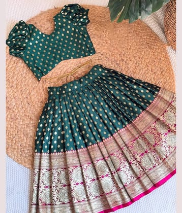 kedar fab Jacquard Lehenga Choli Set For Girls ( Pack of 1 , Green )