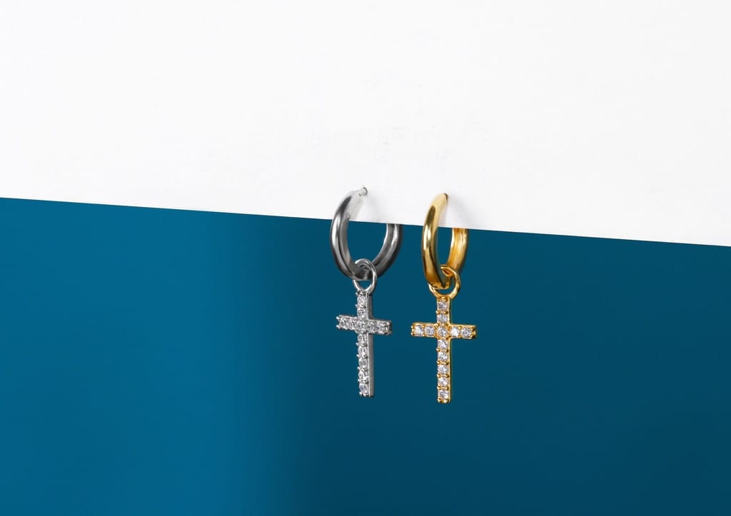 Cross Drop Earrings For Men (1 Pc Only)