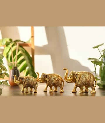Elephant Statues - Showpiece Metal Statue - 8 cm, Set of 3