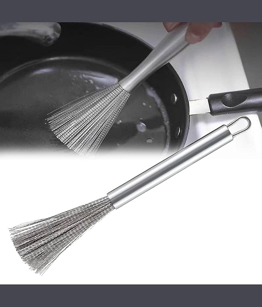 BHAVYTA COSMETIC Silver Stainless Steel Dishwashing Cleaning Brush Steel Wool Scrubber ( Set of 1 )