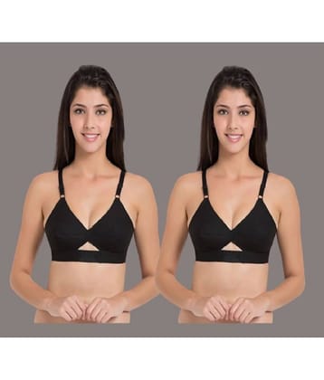 Desiprime - Black Cotton Non Padded Women's Everyday Bra ( Pack of 2 )