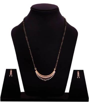 Navya Collection American Diamond Gold Plated Latest Design Mangalsutra With Earrings For Woman