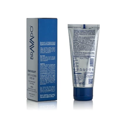 BRAVADO Face Sculpt Anti-Aging Cream - Tightens Aging Skin, Remodels Facial Contours, Reduces Age Spots & Dark Circles | Forming & Smoothing, Wrinkle Lift | Daily Moisturizing Face Cream - 50g
