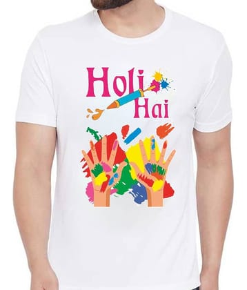 PrintMall Polyester Regular Fit Printed Half Sleeves Men's Round T-Shirt - White ( Pack of 1 )