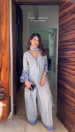 Crepe Top & Farsi Palazzo With Dupatta set-XL