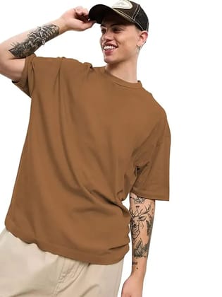 Oversized Tshirt for man Solid Classic Round Neck Loose Fit Half Sleeve
