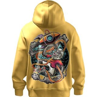 BULL CLOTHING Mens Space Monkey Graphic Hoodie  60 Cotton 40 Poly  280 GSM Fleece Pullover Sweatshirt (XL)