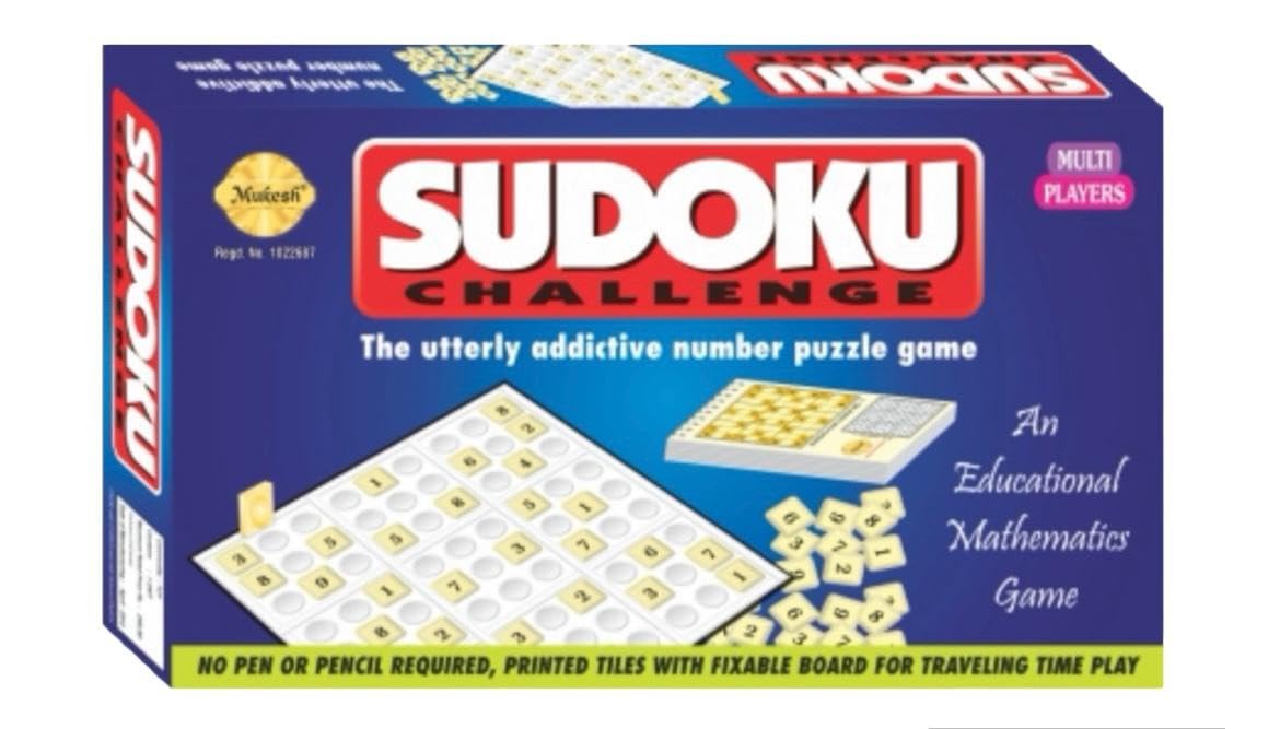 MUKESH Sudoku Challenger Puzzle Board Game with Tiles and Puzzle Book 100 Puzzles