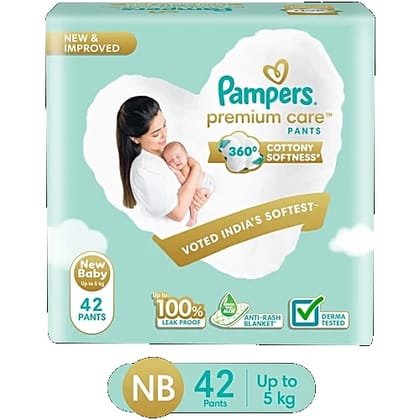 Pampers Premium Care Diaper Pants - Newborn Size, Up To 5 kg, 42 pcs