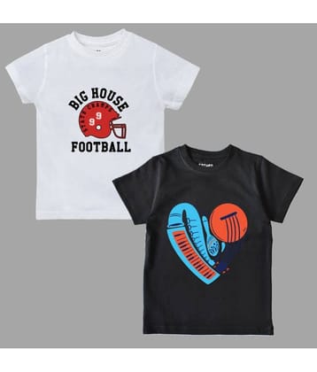 ETCHED DESIGN Pack of 1 Boys Cotton T-Shirt ( Multi Color )