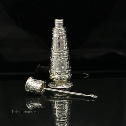 Vintage antique design 925 sterling silver sindoor box, kumkum box/ trinket box bridal jewelry collection from Rajasthan india stb205