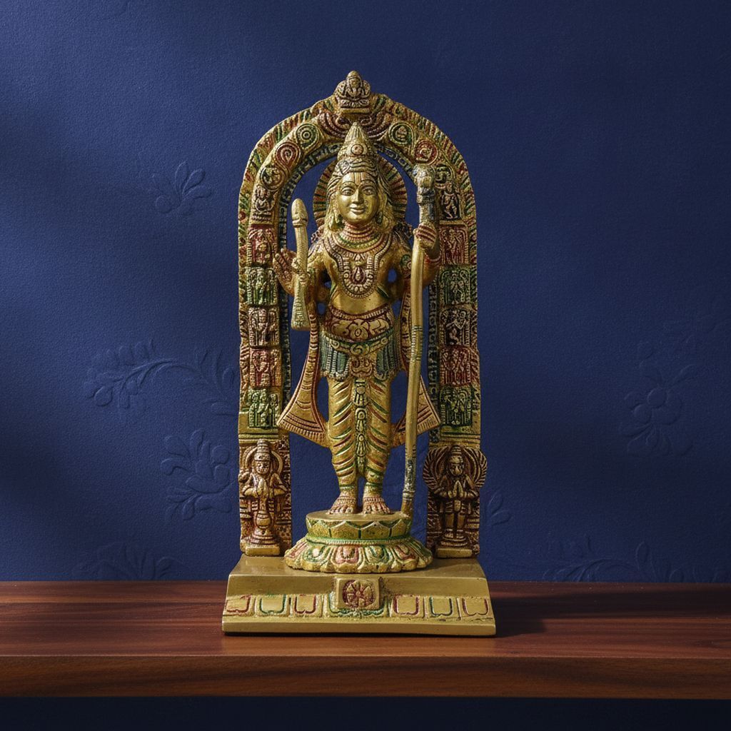 Brass Ram Lalla Idol Statue for Home Temple & Gifting, Height : 9.5 Inch (BSMAS1717 I)