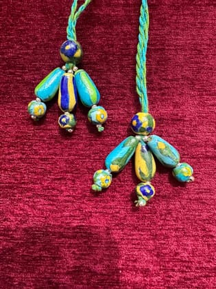 Lumba Rakhi In Blue Pottery-Long Bead