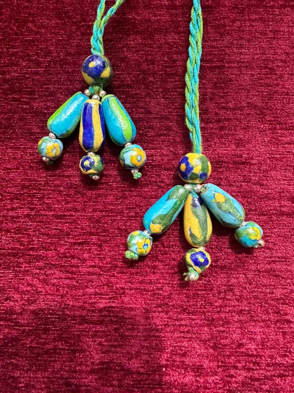 Lumba Rakhi In Blue Pottery-Long Bead