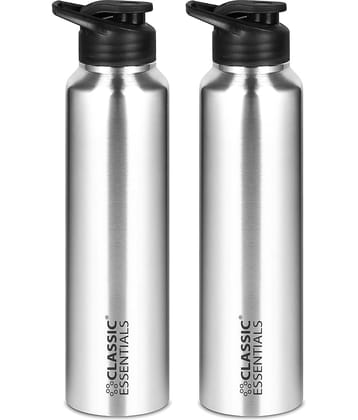 Classic Essentials Inox Spring + Sipper Water Bottle Silver Water Bottle 900 mL ( Set of 2 )