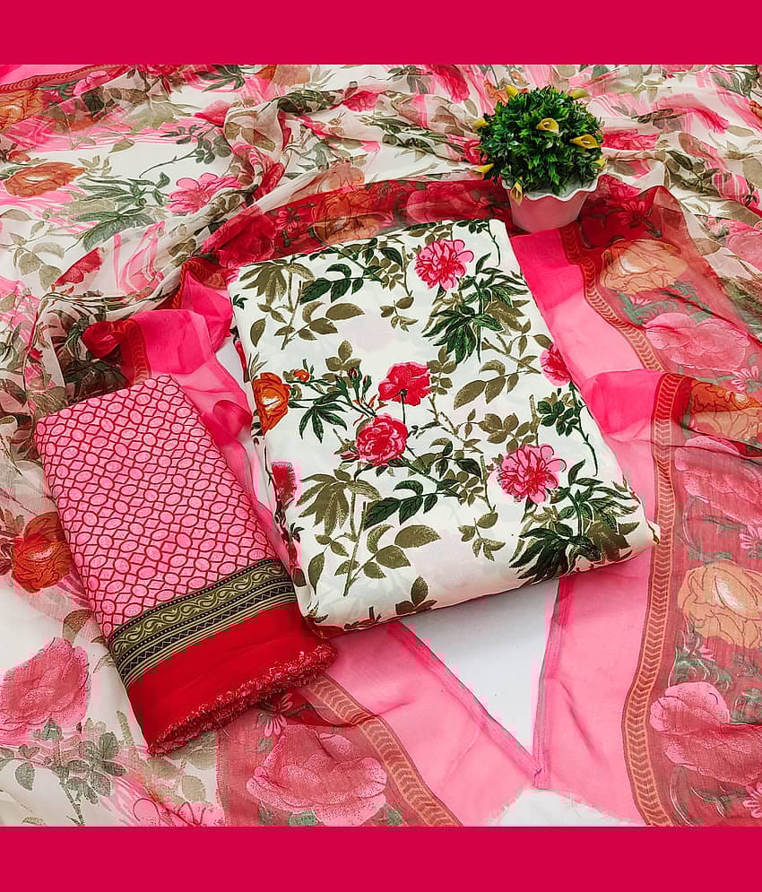 Kashvi Unstitched Crepe Printed Dress Material - White ( Pack of 1 )