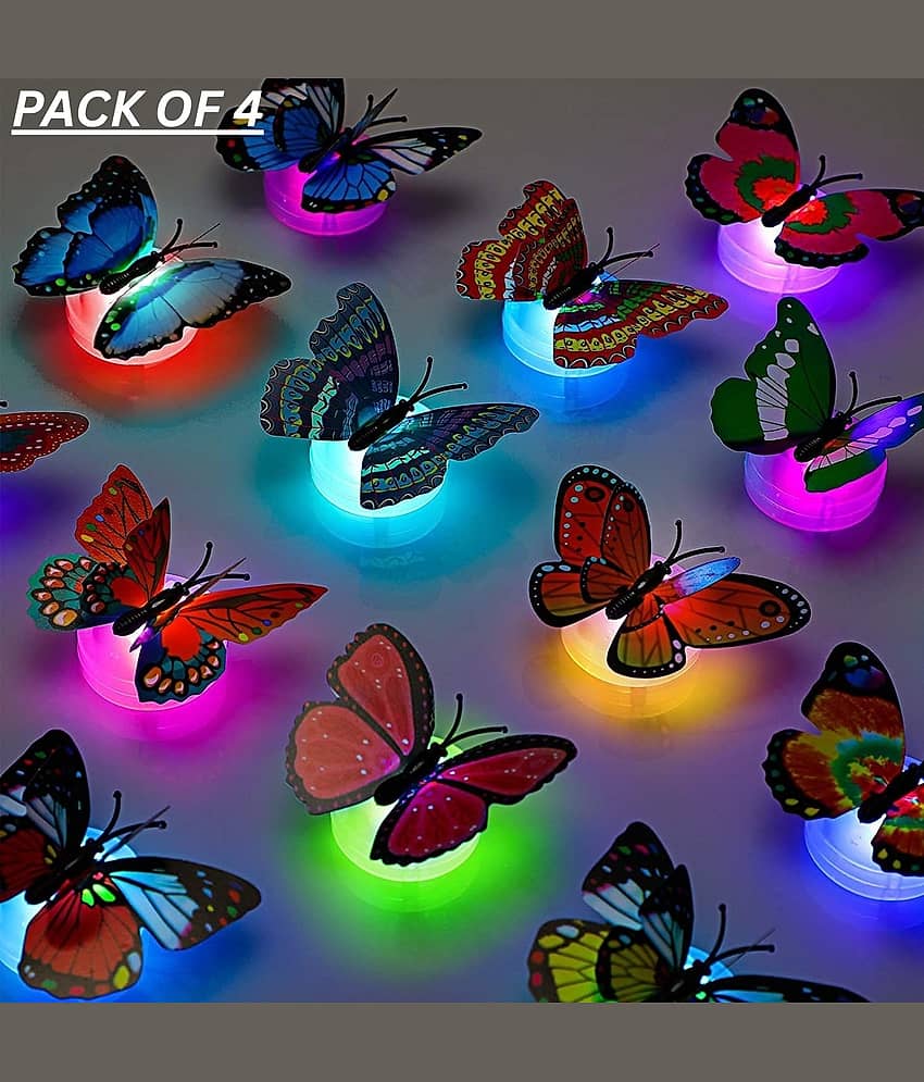 4 PCS 3D BUTTERFLY LED NIGHT LAMP COLOURFULL WALL LIGHT FOR BEDROOM ,LIVING ROOM ,KIDS ROOM &LOBBY ROOM DECOR ,BATTERY OPERATED DECORATIVE&nbsp;NIGHT&nbsp;LAMP