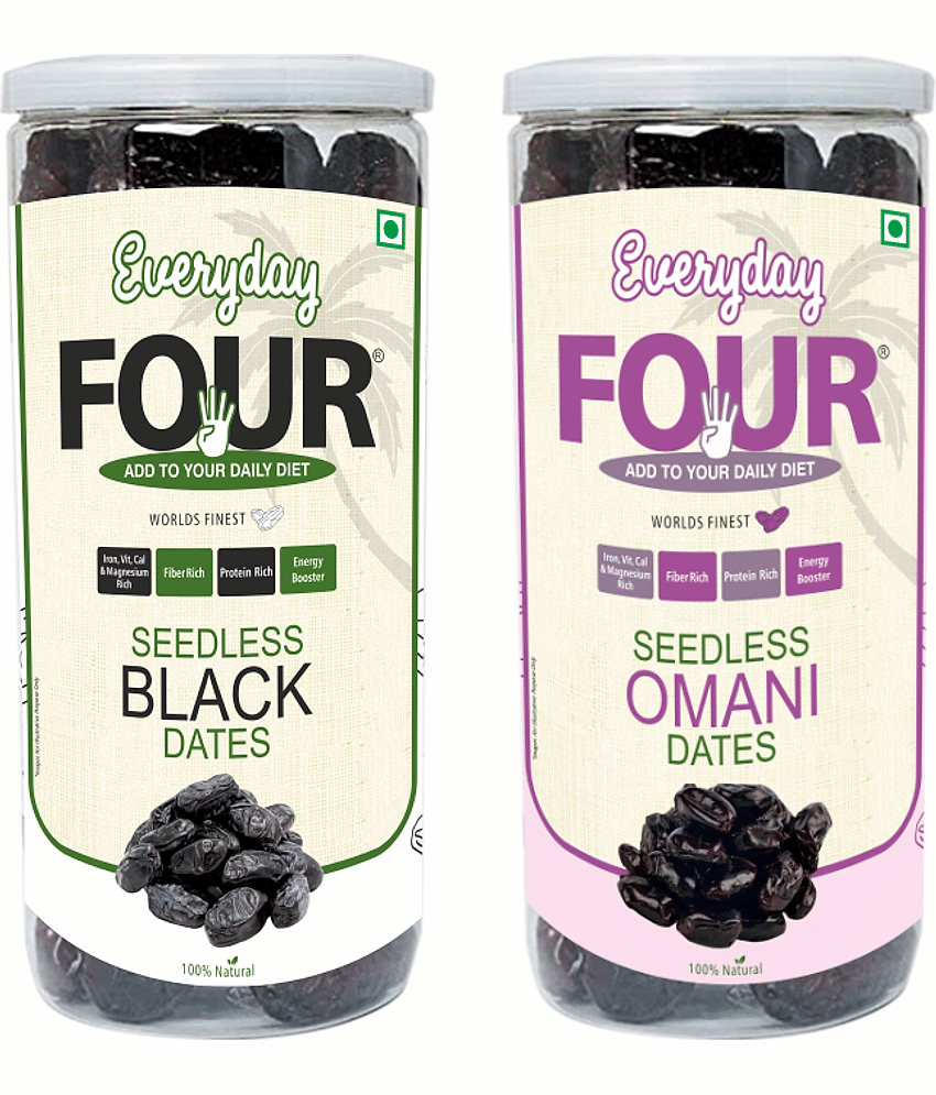 Everyday Four Seedless Black Dates 400g + Seedless Omani Dates 400g  ( Combo Pack )
