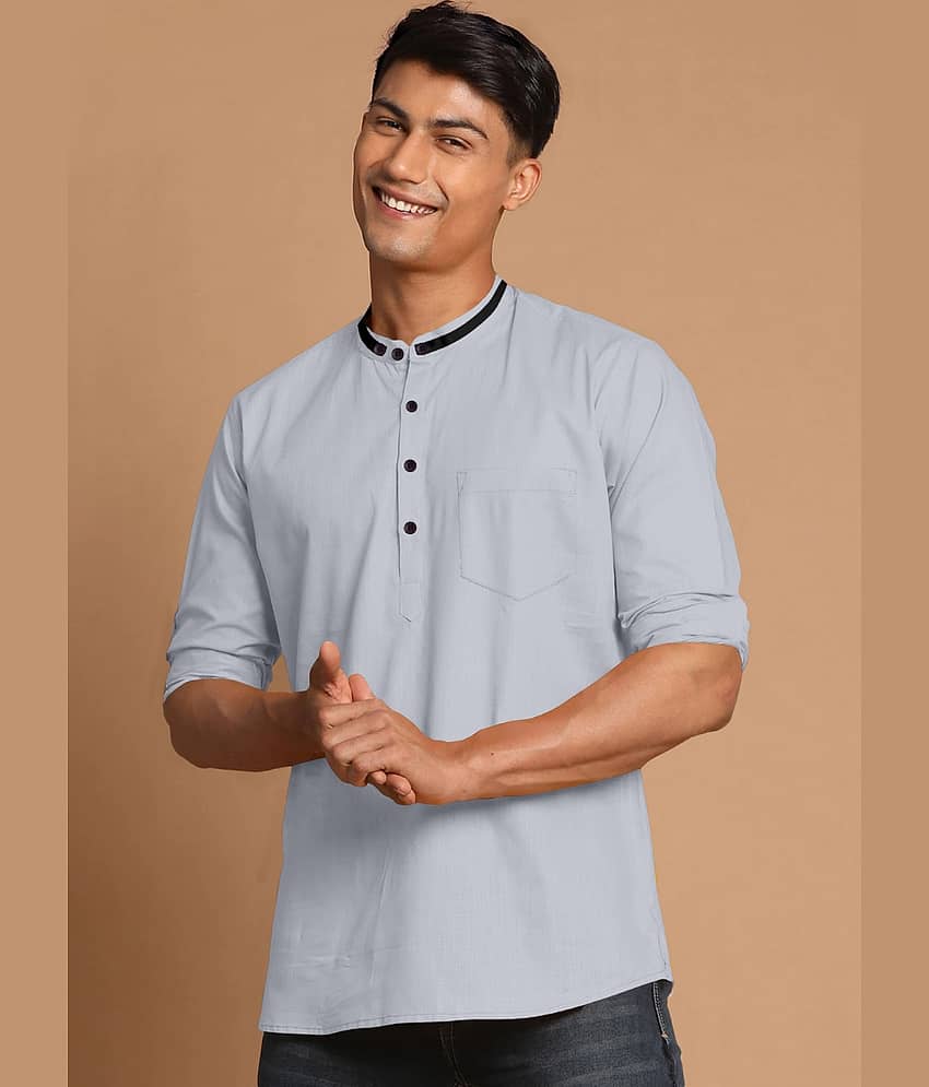 Nofilter Cotton Blend Plain Regular Kurta For Men ( Grey )
